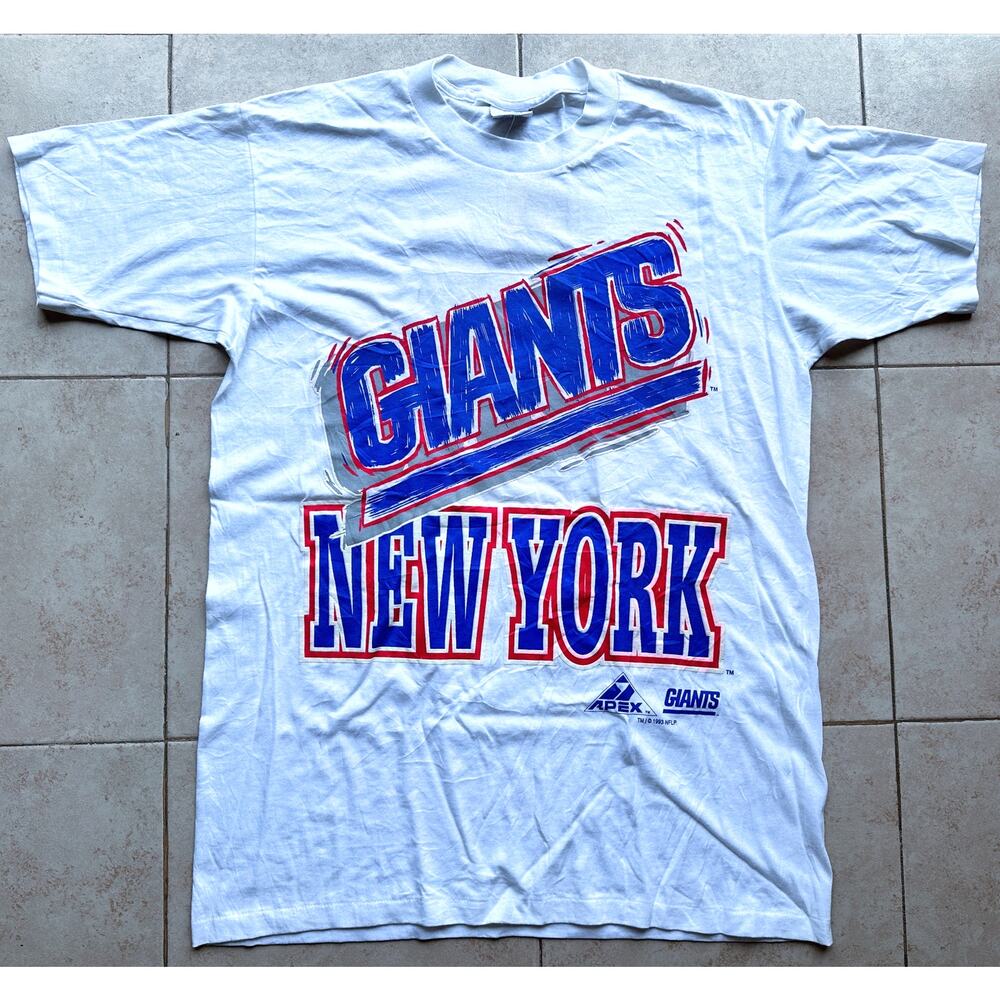 NEW York Giants 90s APEX Tee shirt Single-Stitch L white NFL football vintage